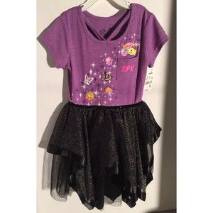 Brand New Girls' Shopkins Halloween Layered Tiered Dress - Purple Short Sleeve